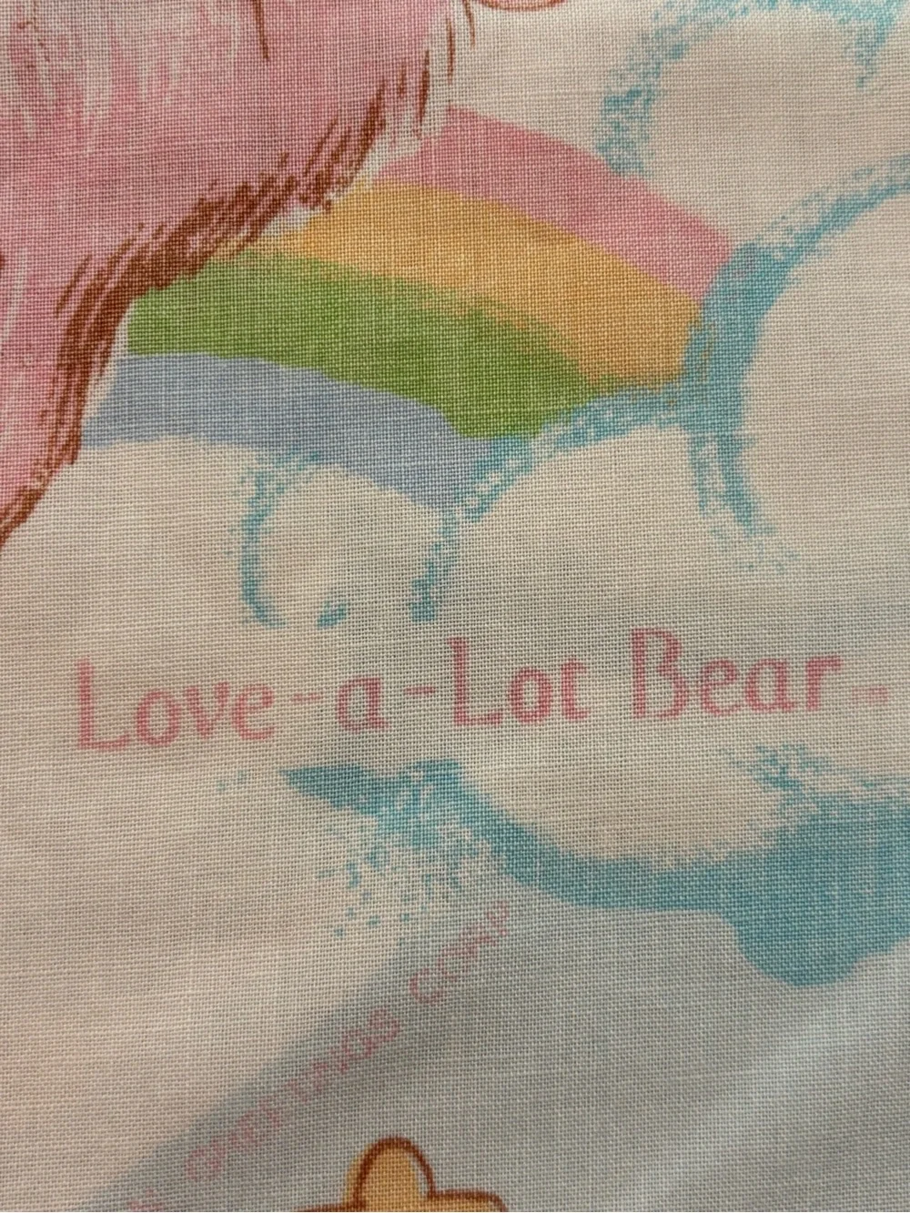 Care Bears Pillowcase Vintage 1980's Love-a-Lot Bear Bedtime Bear Pink Blue